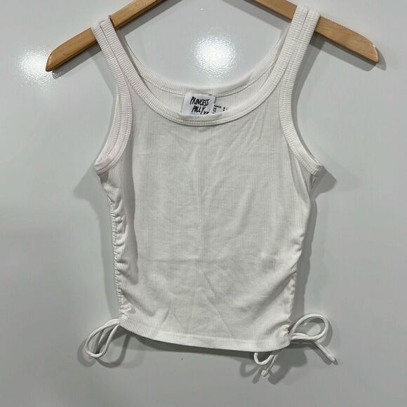 Princess Polly white ribbed cropped tank size 2 - Picture 1 of 5